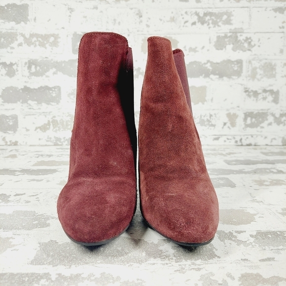 Esmara by Heidi Klum Burgundy Red Block Heel Elastic Gore Ankle Boots C110 - Picture 3 of 12